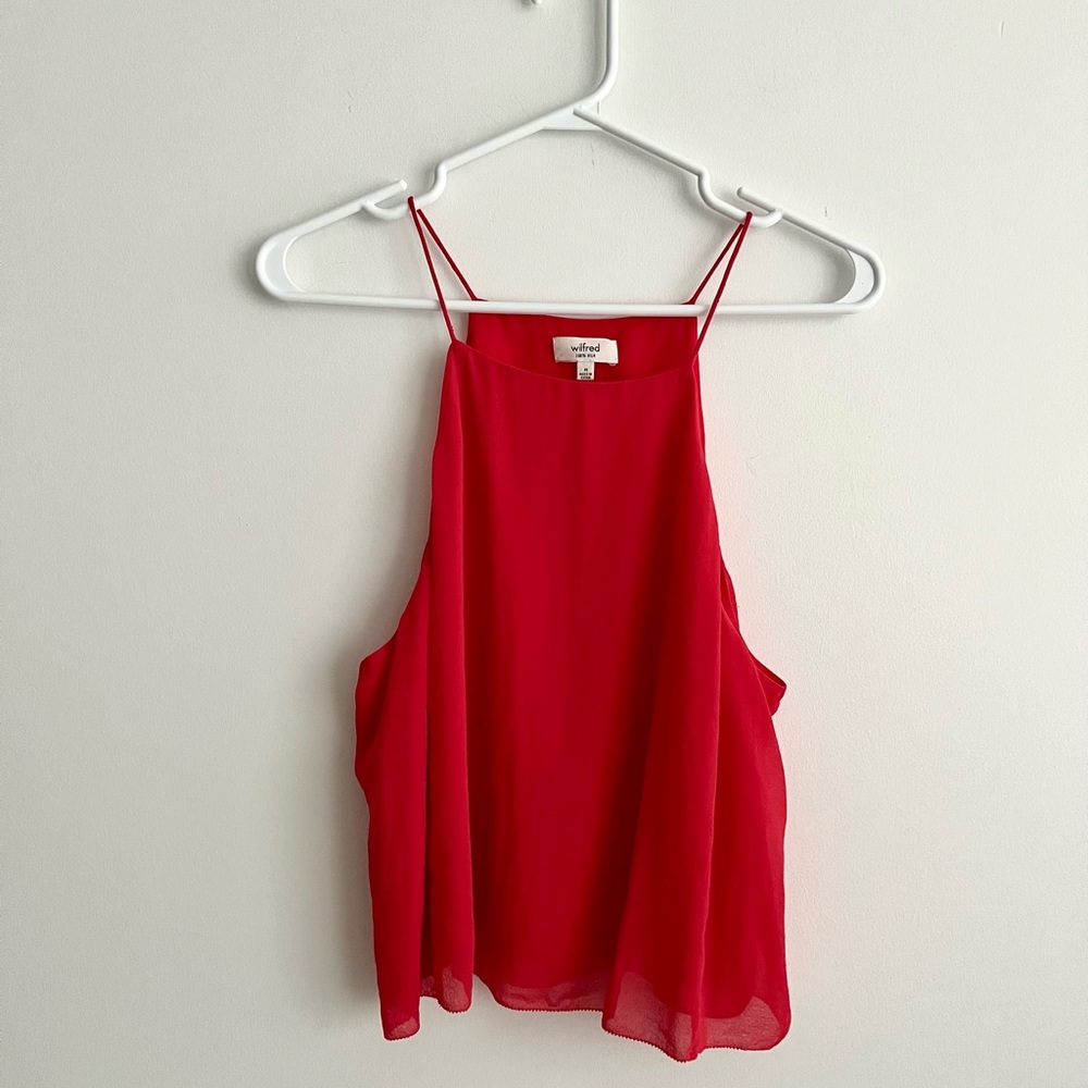 Aritzia Wilfred 100% Silk Red Strap Tank Top
